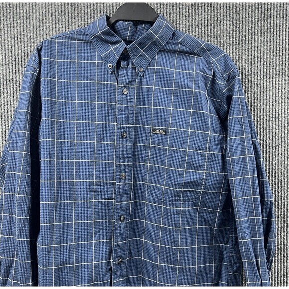 Chaps Ralph Lauren Shirt Mens‎ Medium Blue  Plaid Button Down VTG Cotton Casual - Picture 7 of 15